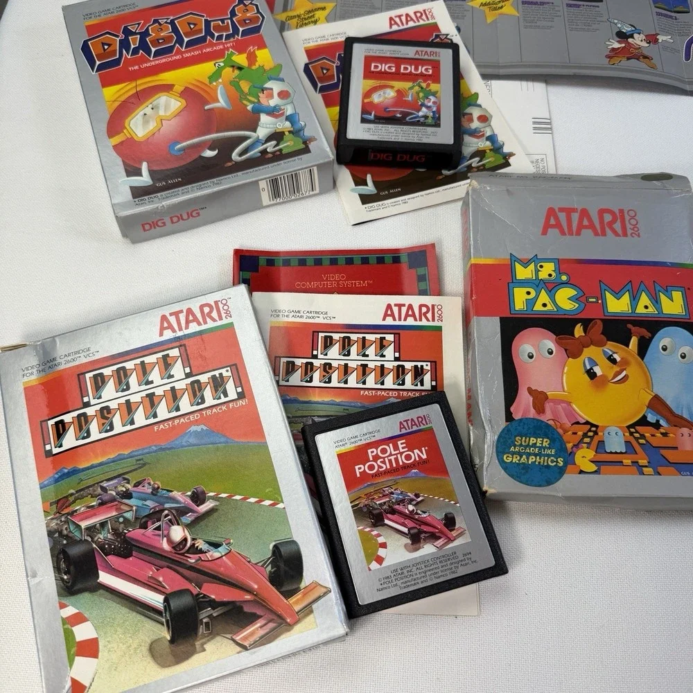 Atari 2600 Games Lot 7 - Ms. Pac-man Dig Dug Centipede Phoenix Galaxian Kangaroo